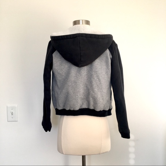 Fluffy Faux Fur Pine Lined Zip Hoodie Jacket Black Grey - Picture 3 of 12